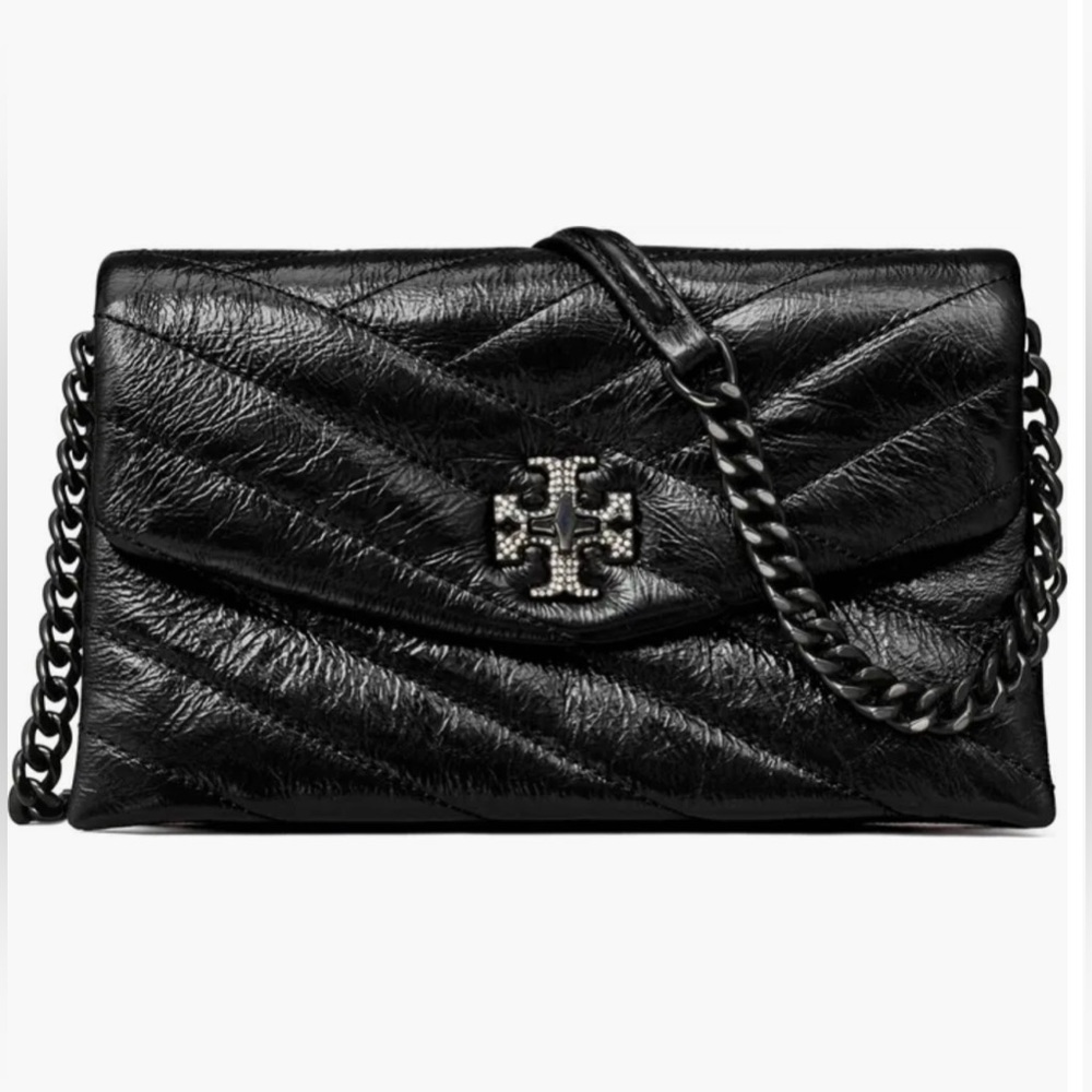 Tory Burch Crossbody - Kira Pavé Chevron Quilted Metallic Leather -NEW - Picture 7 of 7
